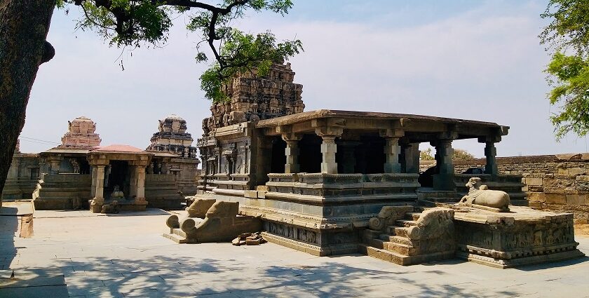 Temple surroundings of Pushpagiri with hills and greenery